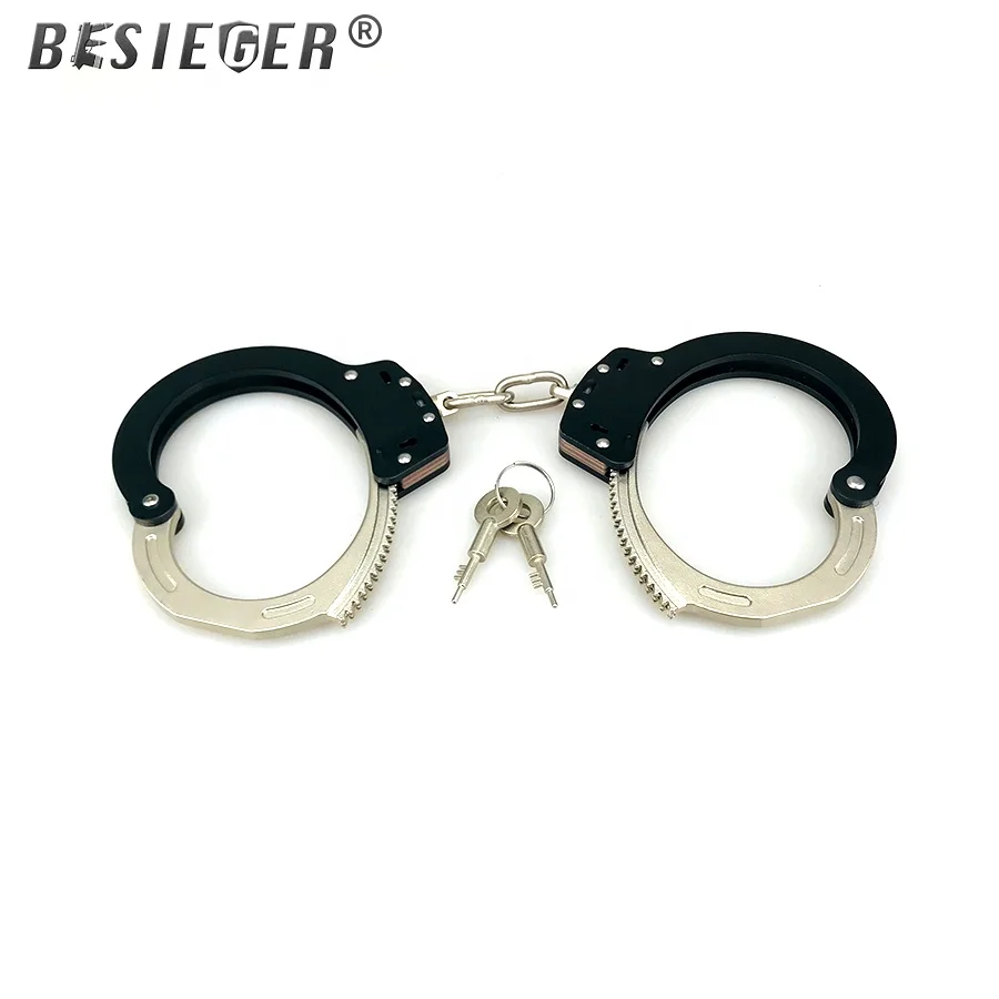 Double lock light police aluminum alloy steel handcuffs for military police and law enforcement personnel