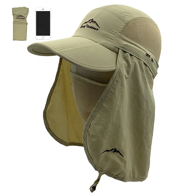 High quality foldable outdoor hat sun protection hat with shield custom fisherman hat