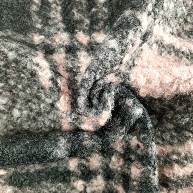 Fashion/Hot selling Screen Printing Polyester Knitted Wool Fabric for winter coats 320GSM 100%P