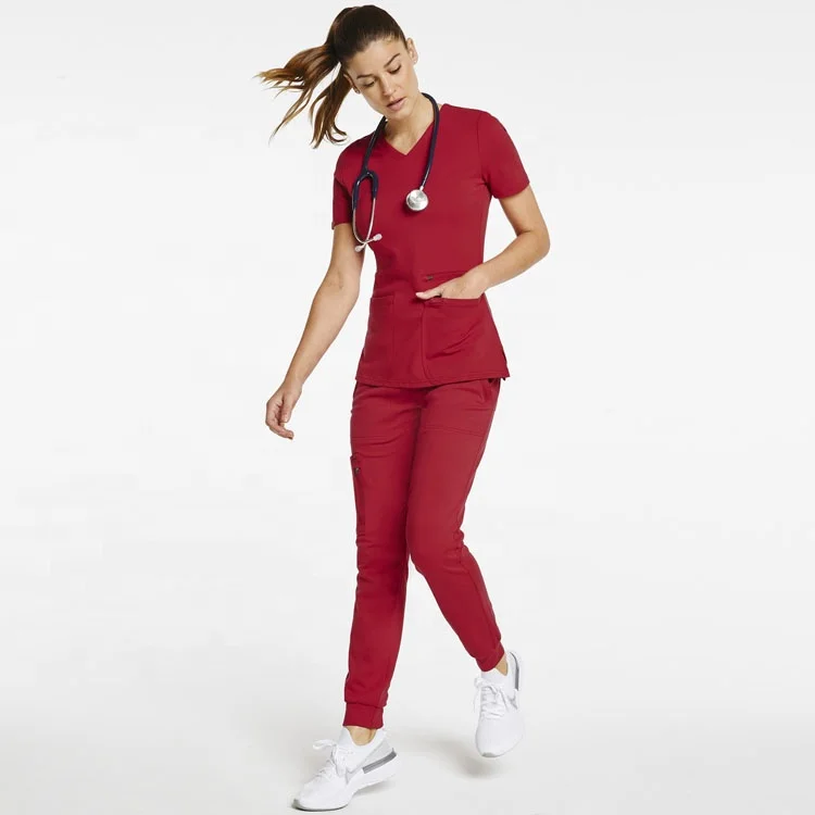 Wholesale Scrub Vendors Custom Embroidery 4 Way Stretch Fabric Hospital Uniform Nurse Scrub Set Suit