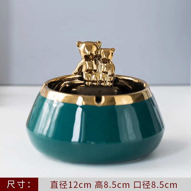 Nordic Instagram Bear Light Luxury Ashtray Home Living Room Creative Personalized Trend Office Windproof Ashtray