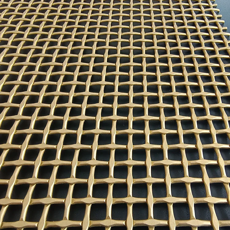Gold Painted Architectural Railing Metal Mesh Decorative woven wire pattern
