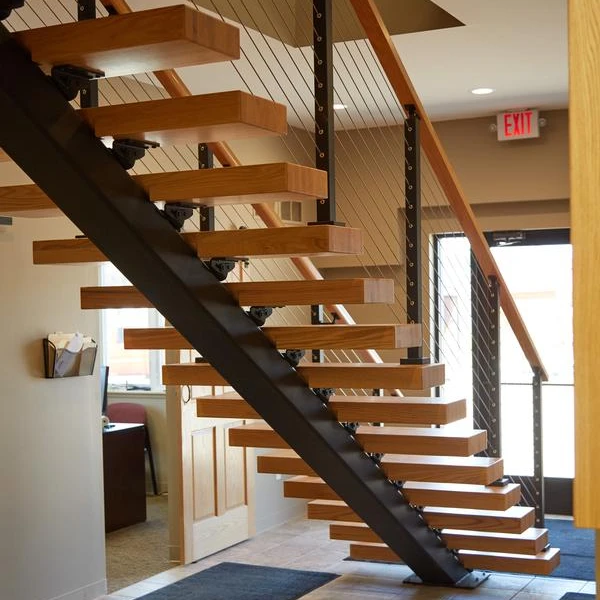 Modern Straight Staircase House Apartment Remodeling Indoor Wooden