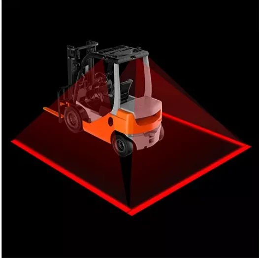 Automatic 9-80V Forklift Laser Beam Red Green Blue Optional Side Mounted Line Warning Safety Light For Danger Zone