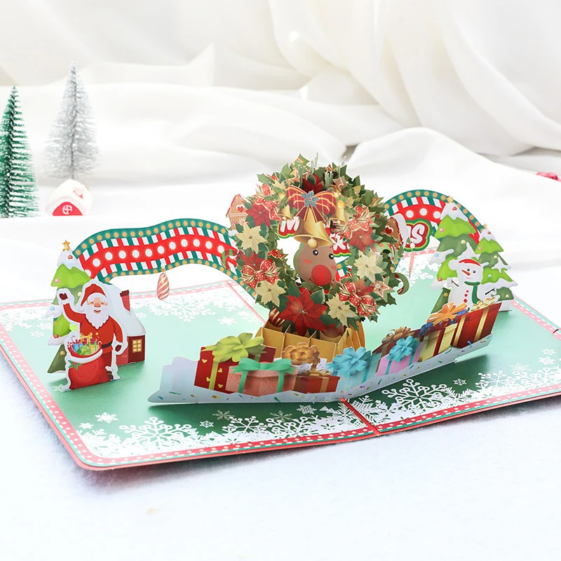 Christmas greeting card creative three-dimensional card 3d Christmas wreath gift small card design provides samples