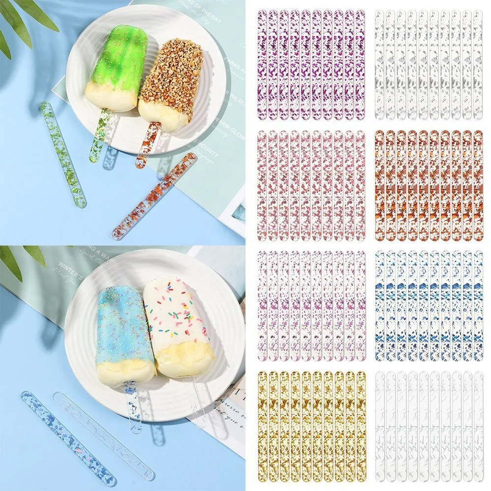 Free Shipping Summer Popsicle Stick , Colored 50 Pieces Ice cream Stick ,DIY Ice Cream Cake Tools