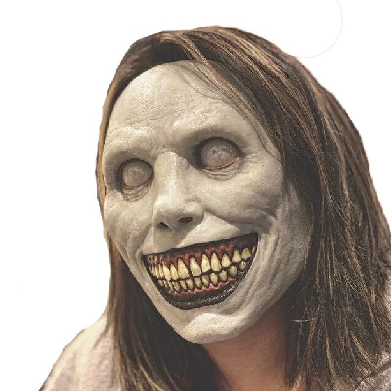 Creepy Halloween Exorcist Mask, Smiling Demons Cosplay Props, Evil Scary Latex Mask for Halloween Costume Cosplay Party Props