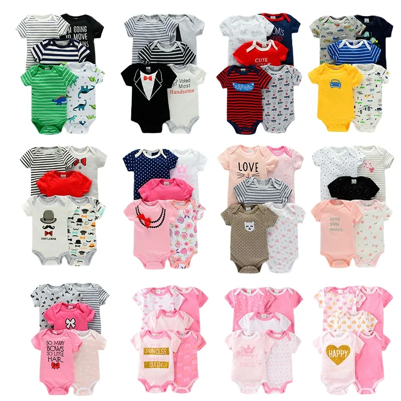 Summer new short-sleeved cotton baby romper 5-pcs kinds children clothes unisex bodysuit wholesale RT0032
