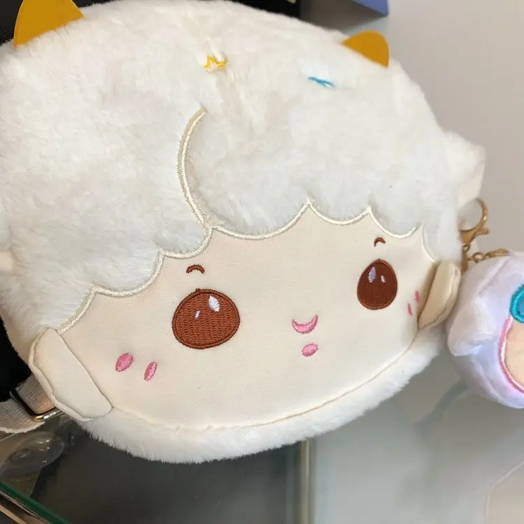 Custom Embroidery Logo Cartoon Lamb Adjustable Shoulder Strap Bandolera Shoulder Crossbody Phone Bag with Plush Pendant Doll