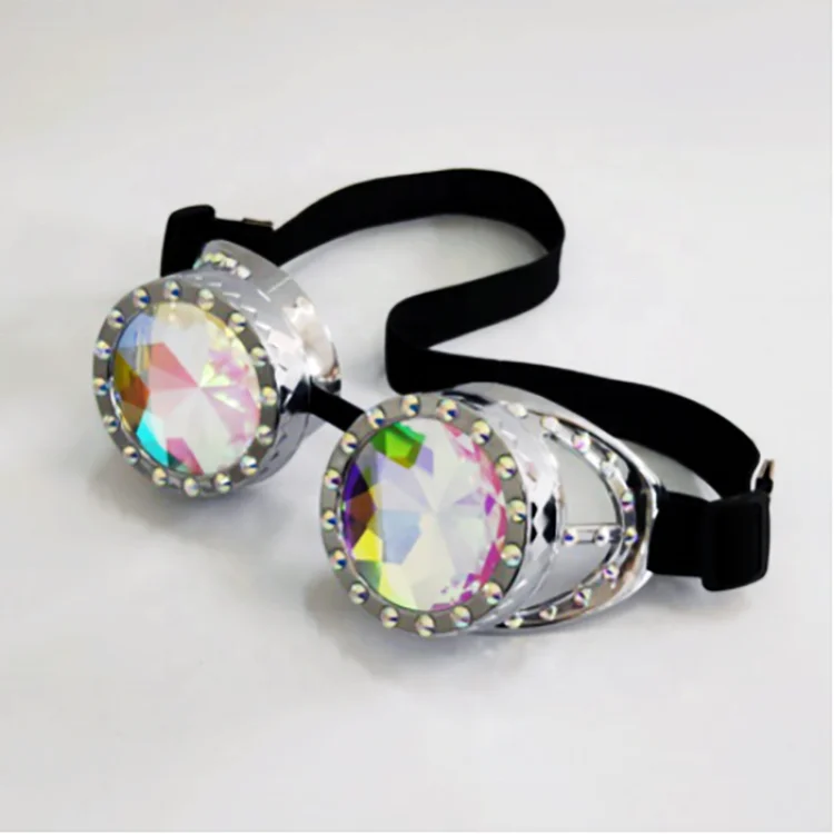 Hot Sell Colorful Lens Eyewear Glasses Welding Gothic Crystal Lens Cosplay Steampunk Kaleidoscope Glasses