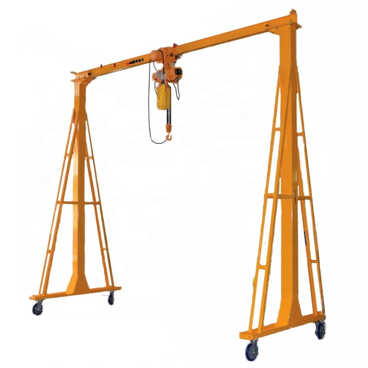 Adjustable 1t 2t 3t 5 ton aluminum portable gantry crane with electric manual chain hoist for sale