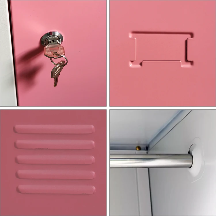 Modern European home furniture vertical pink 1/2/3/4/5 door gym clothes storage smart key metal steel locker