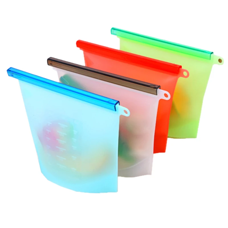 Silicone Fresh Bag Fruits Vegetables Meat Preservation 4000 ML, Leakproof Reusable Silicone Food Storage Bag
