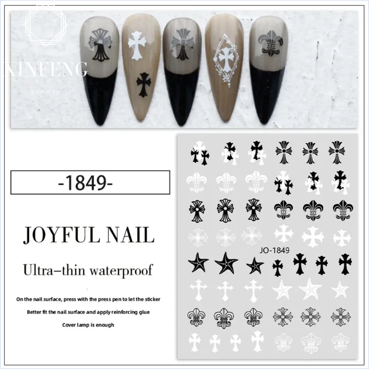 3D nail stickers hand-painted rose Crocodile cross stickers nail art decorative stickers