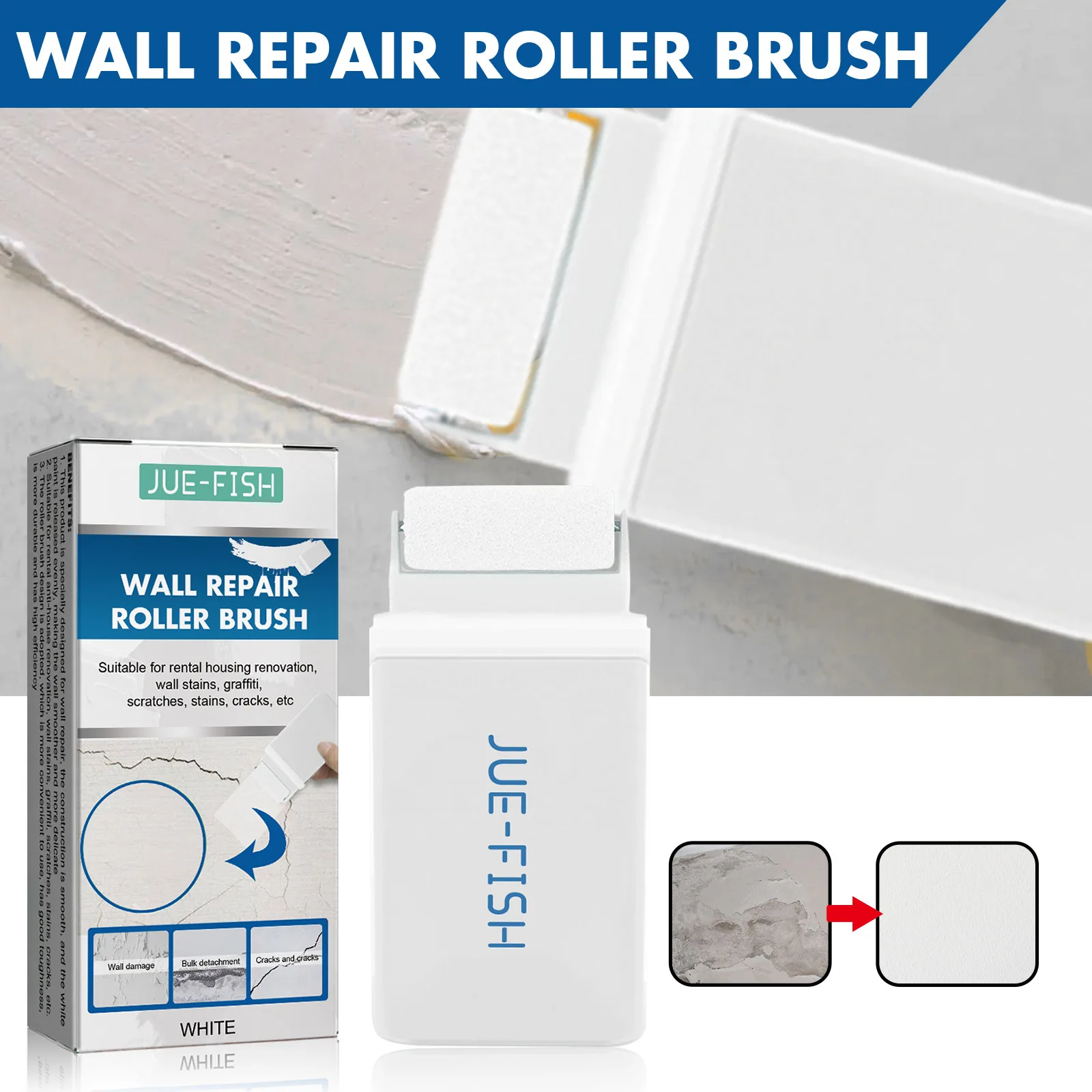 Wall repair roller brush moisture resistant crack graffiti cover renovation with paint wall paint