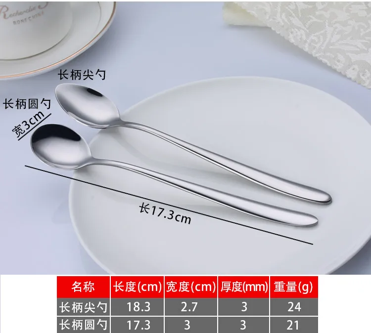 Набор столовых приборов из нержавеющей стали, разноцветная ложка с длинной ручкой, для чая, кофе, мороженого, для ресторанов и отелей, экологичный