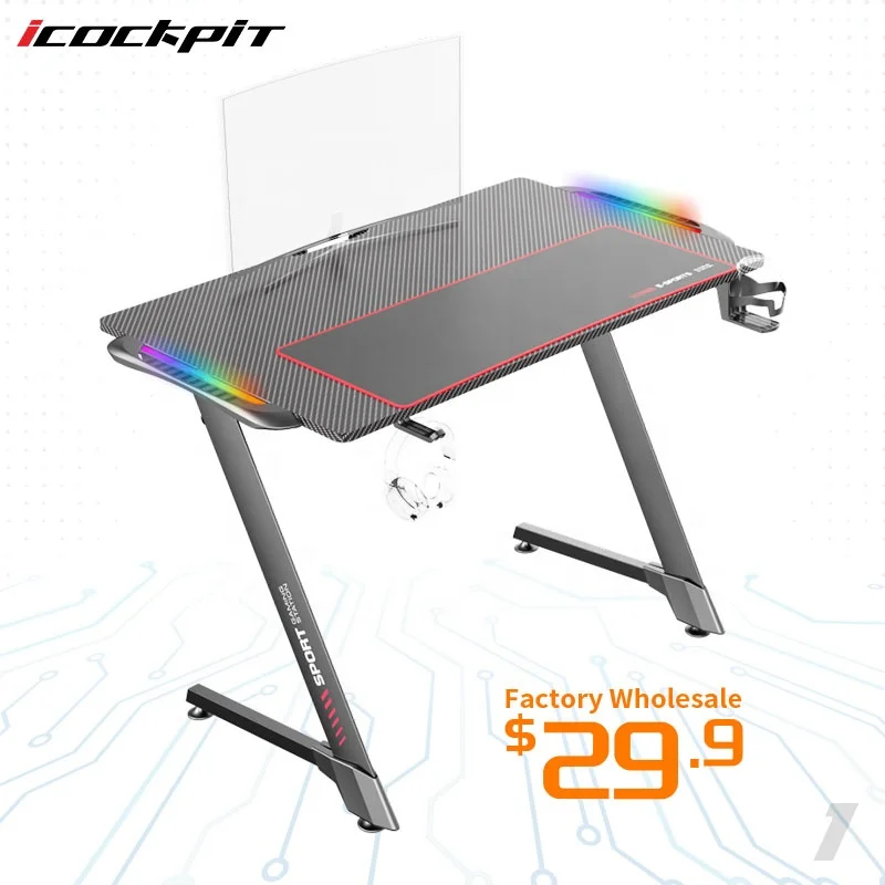 Metal Free sample gaming table computer gaming desk pc with Extension stand