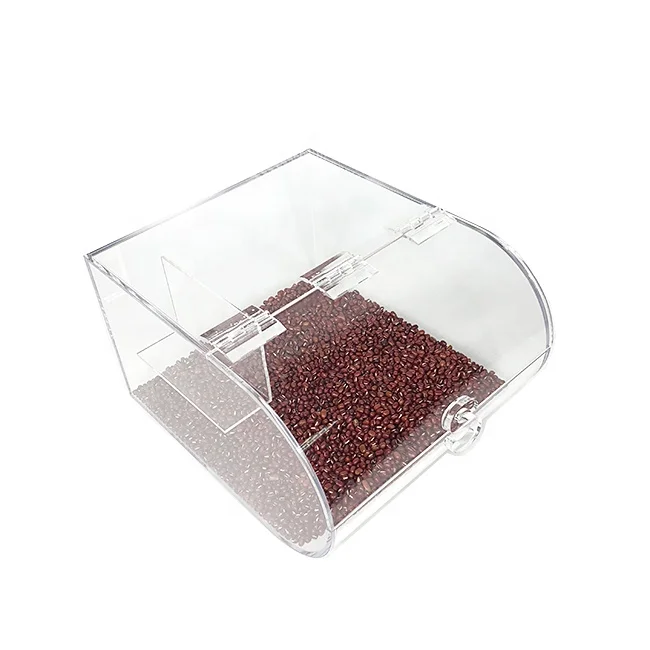 Round Clear PMMA Plastic Cereal Grains Candy Dispenser Display Bins Boxes Container Acrylic Candy Bin with Scoop