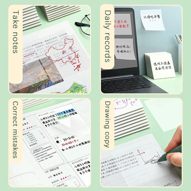 Waterproof PET Transparent Sticky Notes Memo Pad Daily To Do List Note