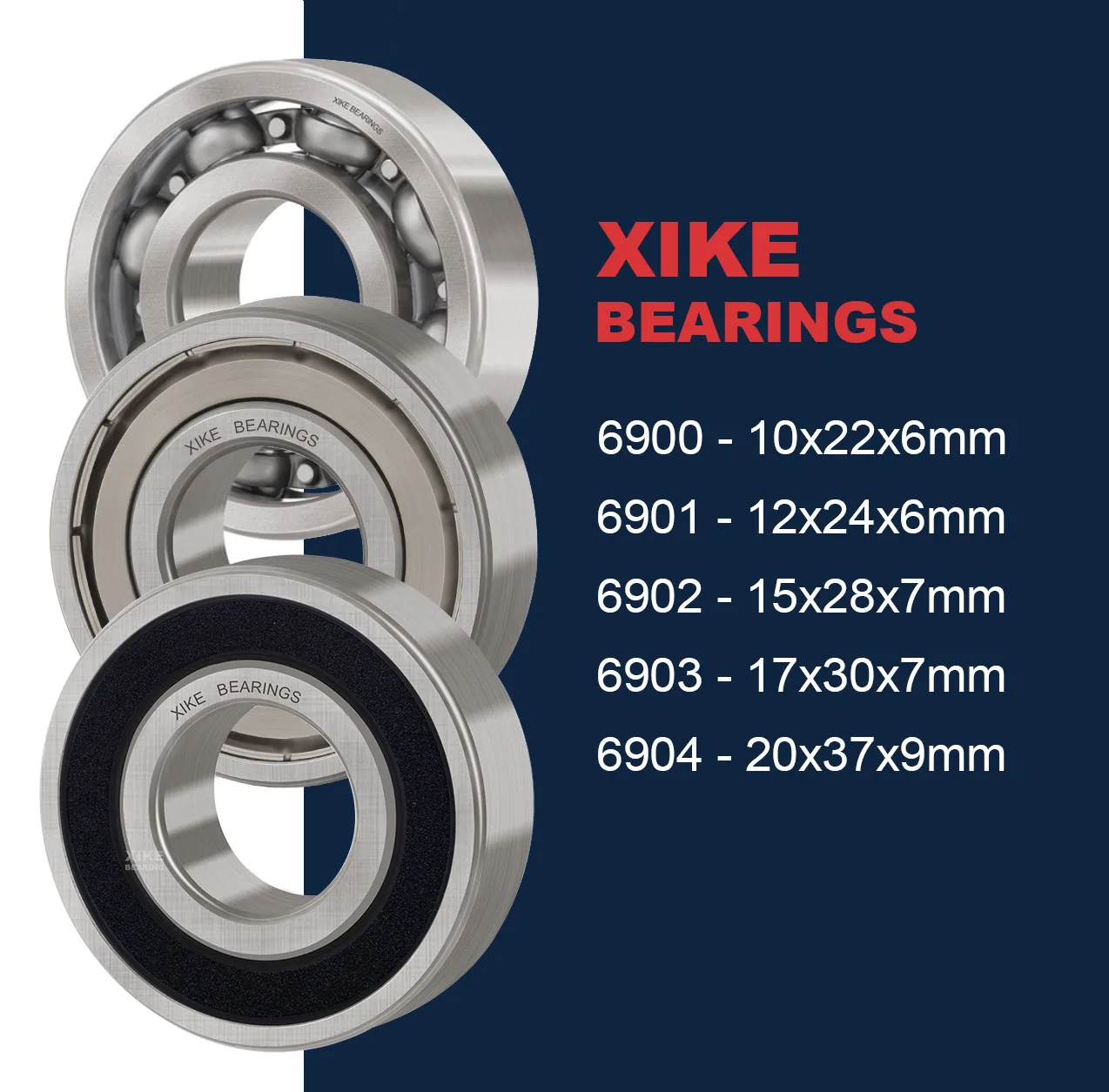 High speed XiKe 6900 6901 6902 S6903 6904 6905 2RS/ZZ/Open  Deep Groove Ball Bearing