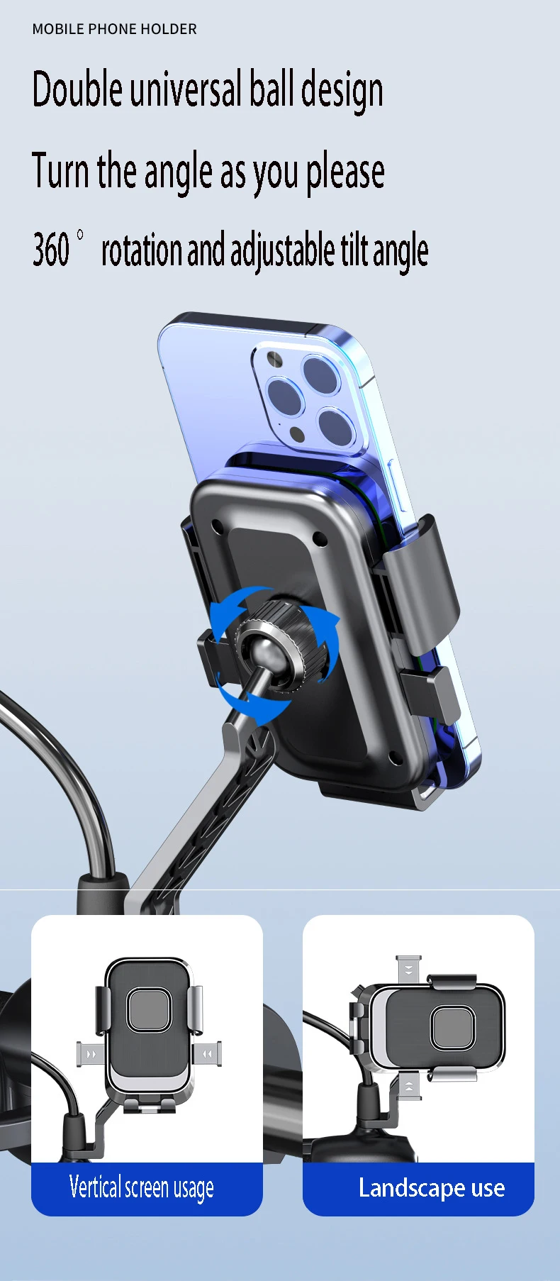 Ebike Accessories 360 Degrees Rotation Cycling Bike Phone Mount Holder Electric Bicycle Parts Mobile Phone Support Accessories