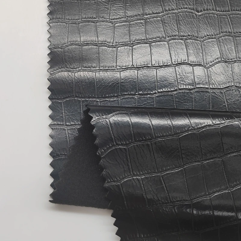 Embossed leather faux Crocodile Leather Fabric 4 way Stretch Faux Leather