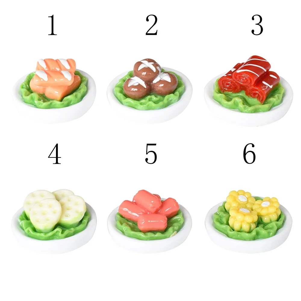 100PCS/BAG Mushroom Sliced Sausage Corn Beef RollsHotpot Ingredients Flatback Resin Charms For Slime Mobile Case Decoration
