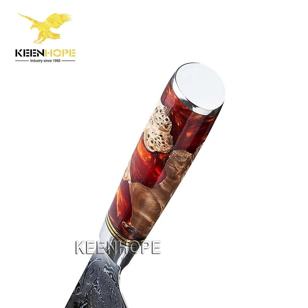 Stunning 67 Layers Damascus Steel VG10 Chef Knife 8 Inch Japanese Chef Knife Resin White Shadow Burl Wooden Handle