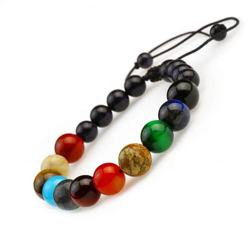Adjustable Solar System Planet Natural Stone Bracelet Agate Crystal  Amethyst Stone  Bracelet ST121