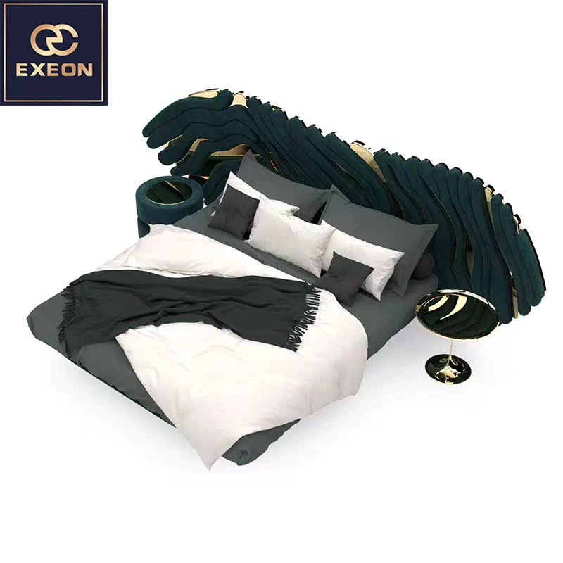 Luxury Modern Light Villa High Quality Queen Bed Classical Bed Room Furniture Hotel Design Double Bed