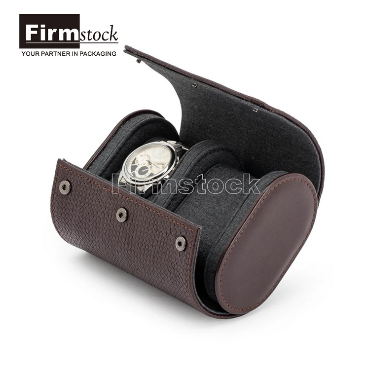 faux diamond watch rolled case single genuine leather storage travel watch roll felt pouch