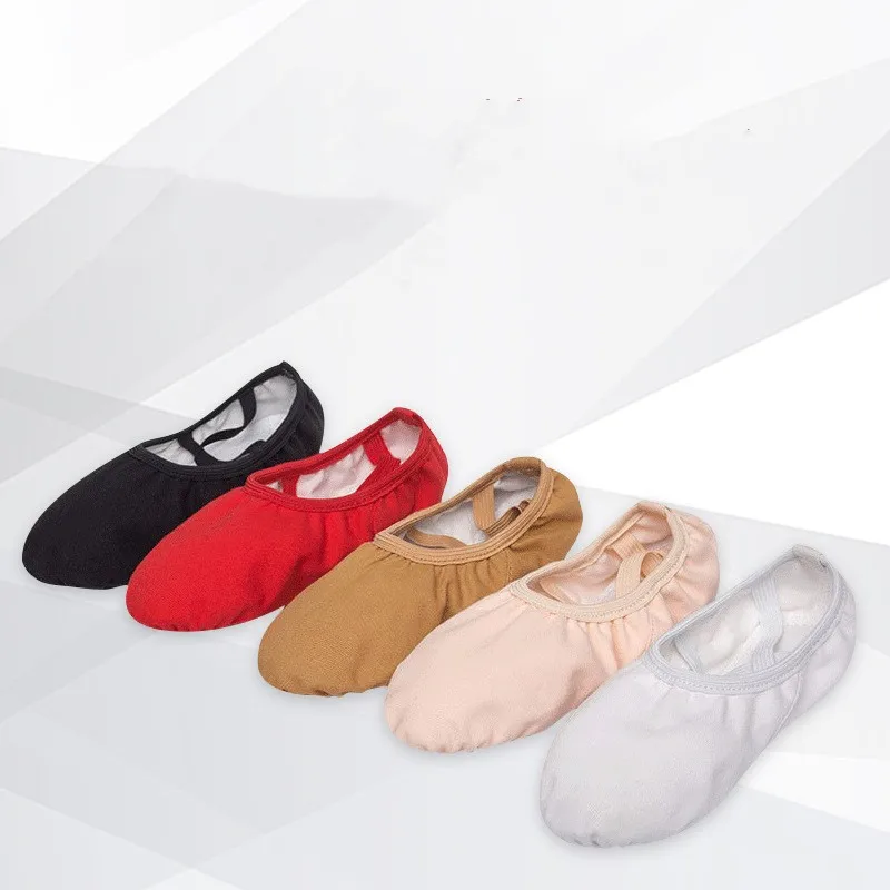Wholesale OEM Cheap Girls Women lace-free Dance Stretch Canvas Ballet Shoes