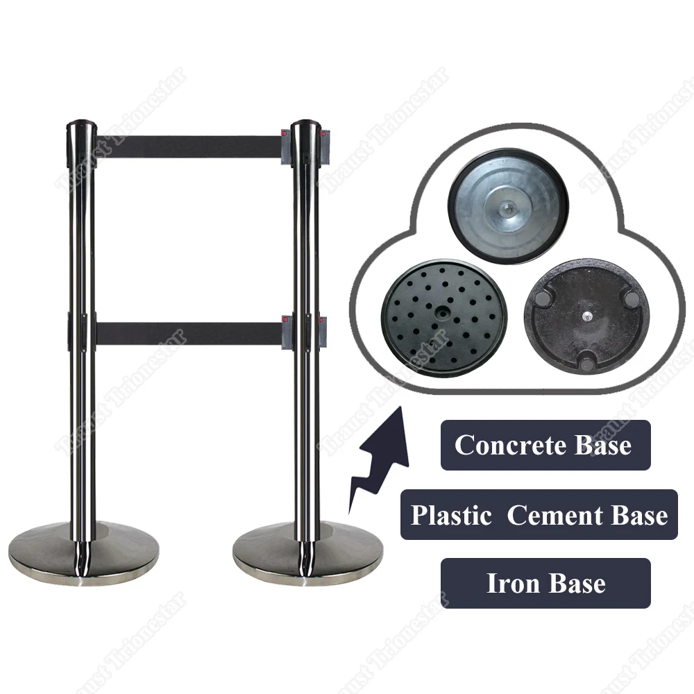 Traust airport stainless steel crowd control concrete public guidance system queue pole retractable belt barrier post stanchions