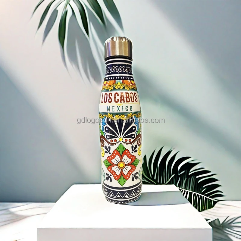 BPA Free 17oz narrow mouth thermos flask wholesale Mexico style souvenir flasks stainless steel vacuum cola shape bottle