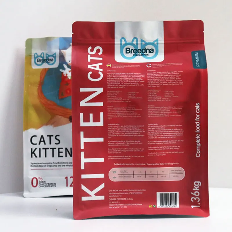 custom plastic flat bottom cat dog pet 400g 200g stand up pet food packaging bag