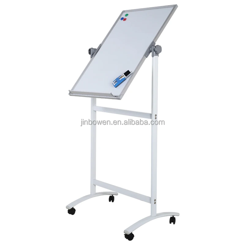 KBW High quality mobile white board easel double side rotating magnetic whiteboard stand with wheels