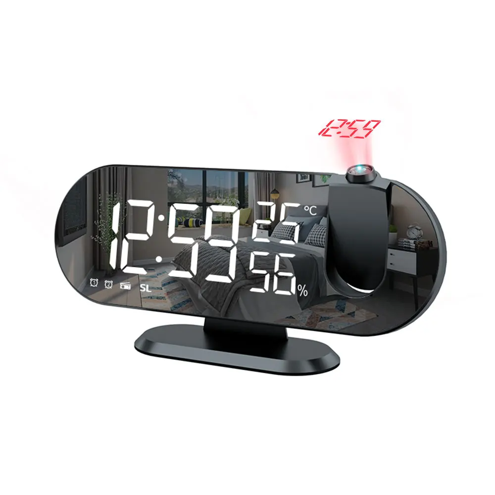 2022 New Led Smart Electronic Desk Desk Desk Led Laser Ceiling Digital Projection Alarm Clock With Radio And Weather Station