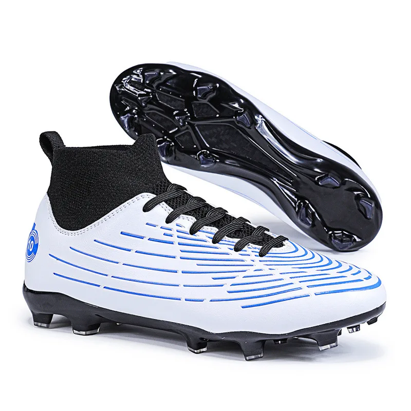 2024 New Design Shattered Nail High Bang Flying Weaving Breathable Large Size Professional Football Shoes for Adults