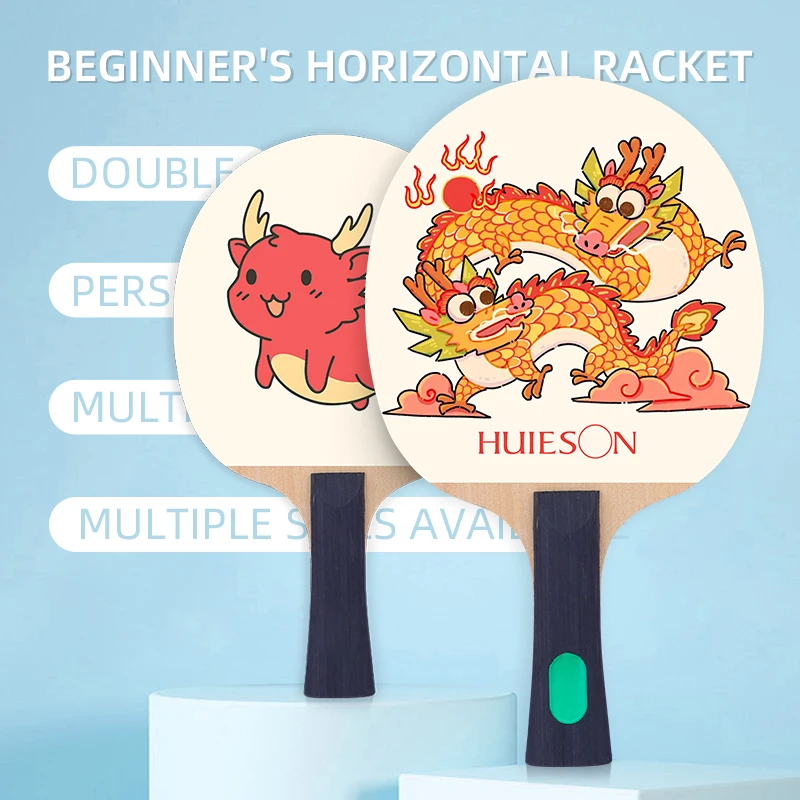 Huieson DIY Print On Rubber OEM Custom Cheap 5 Layer Pure Wood 2 Cable Training Table Tennis Bat Racket table tennis Blade