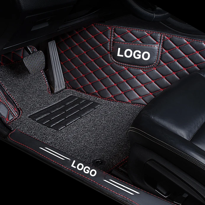 Muchkey Automotive Interior Car Foot Mat 5D Luxury Leather Wire Loop Car Mats Double Layer Car Floor Mats