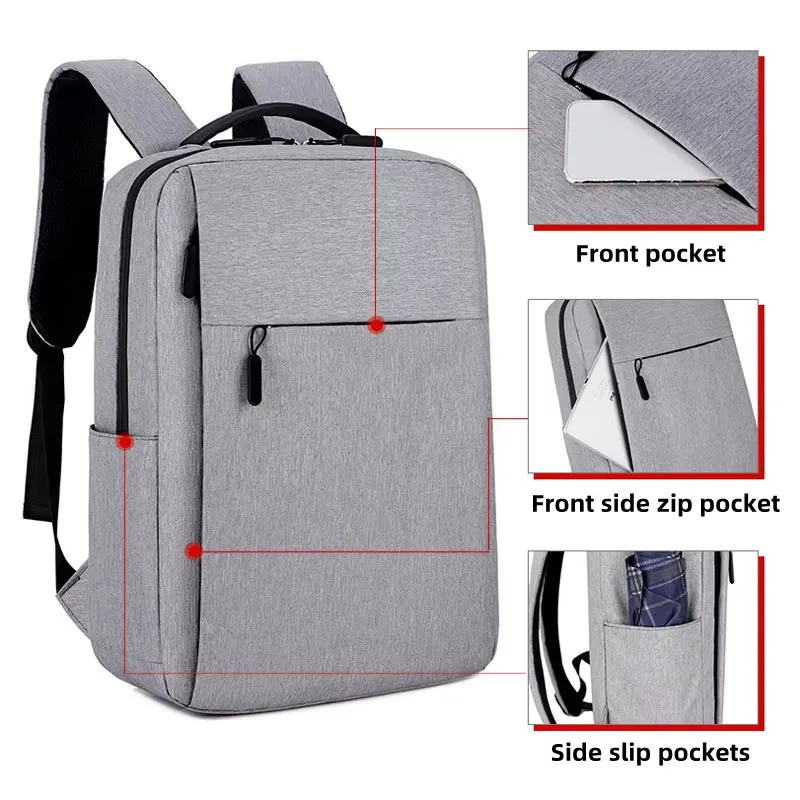 Custom LOGO Business Travel Waterproof Oxford School Bag 15.6 Inch Student Laptop Backpack with USB