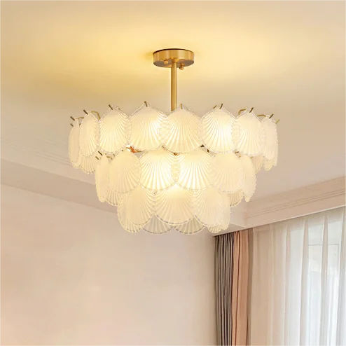 Light luxury bedroom living room pendant light golden romantic villa hotel glass Crystal chandelier