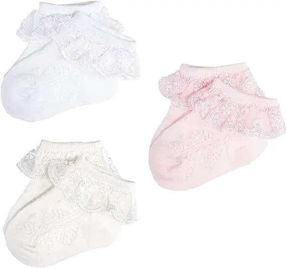 Hot Sale Newborn/Infant/Toddler/Little Cute Girls Baby-Girls Custom Comfortable Eyelet Frilly Double Lace Dress Socks