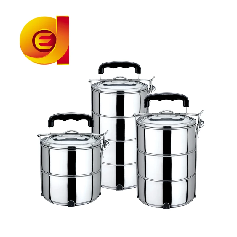 
Eco-friendly Stainless Steel Round Lunch Box Two to Four Layers Tiffin Box 