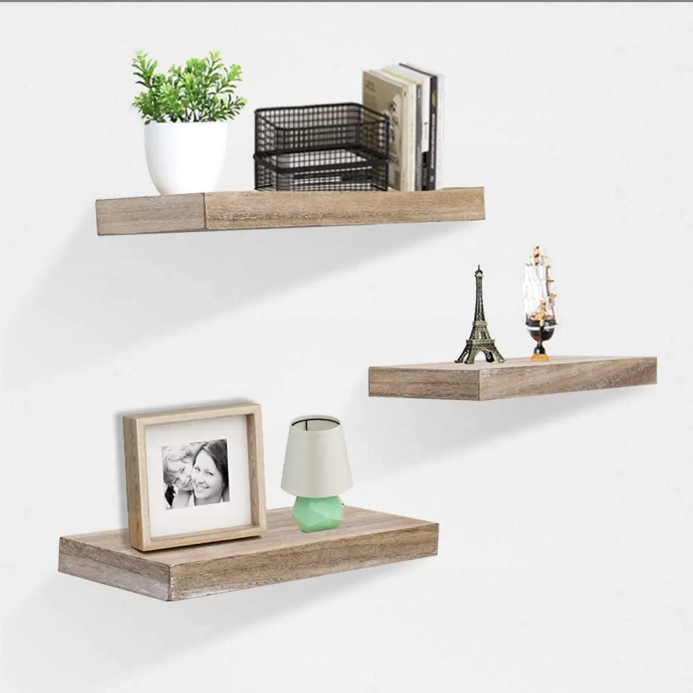 Стеллаж с плавающими полками в деревенском стиле настенным креплением набор из 3