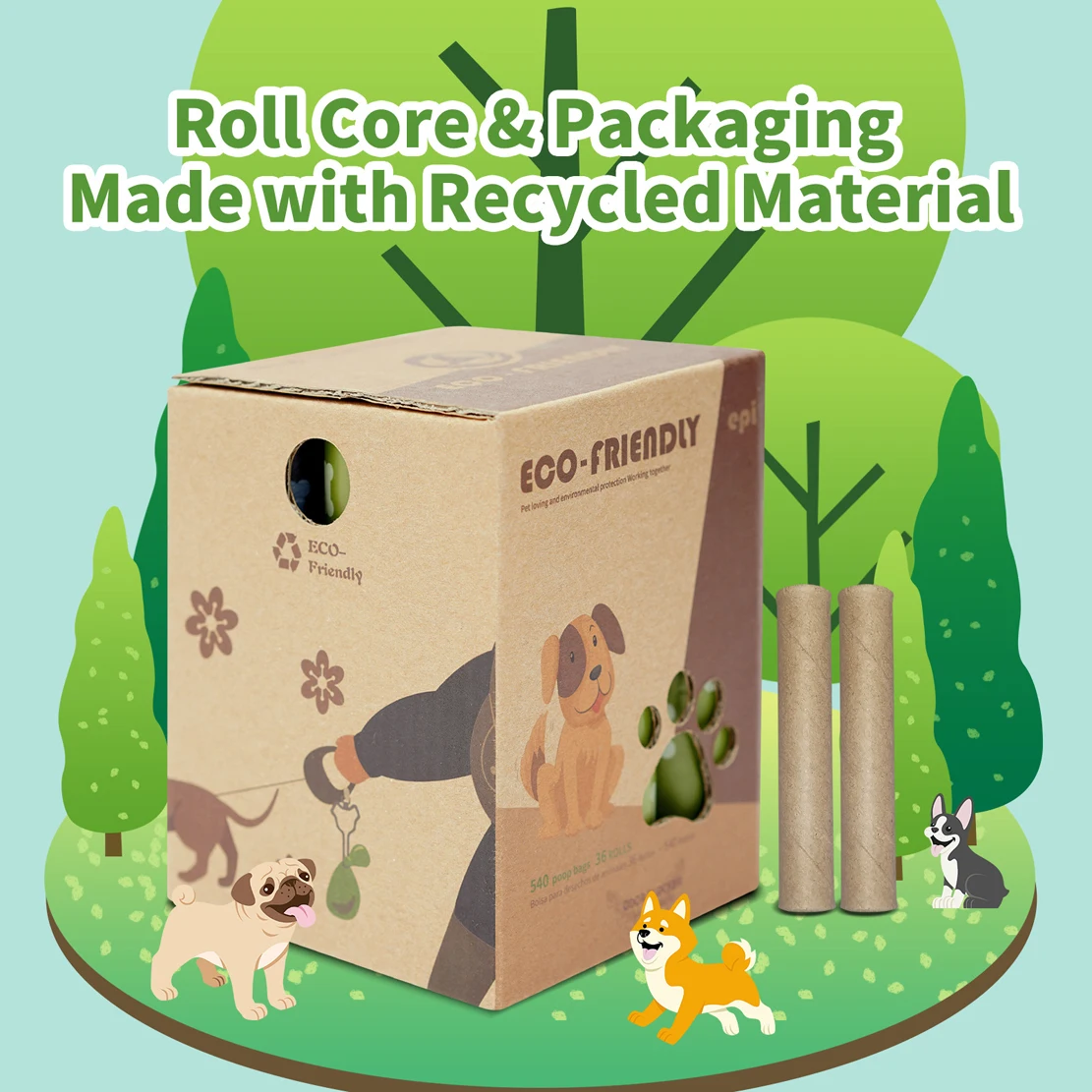  Amazon Top Sale Disposable Customized Pet Corn Starch Dog Poop Bag Dispenser Biodegradable