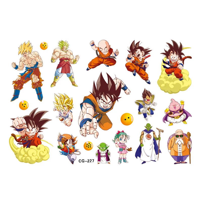 New Arrival Safe Water Transfer Hand Tattoo Sticker For Kids Wholesale Cartoon Anime Dragon Son Goku Temporary Tattoo Stickers