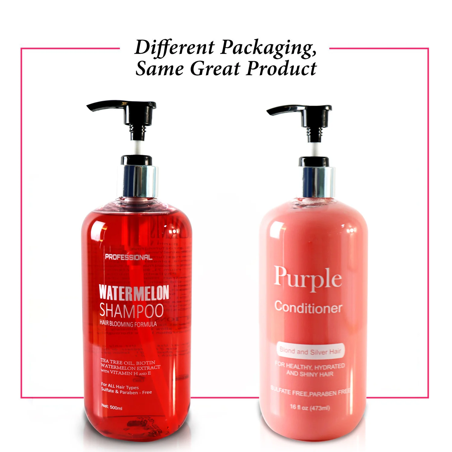 Wholesale natural organic sulphate free organic anti hair fall loss shampoo watermelon tea tree oil Shampoo And Conditioner Set
