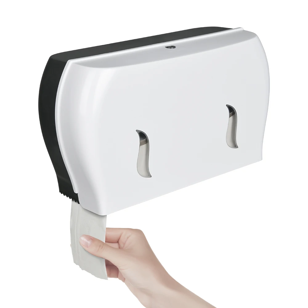Smart twin toilet paper dispenser bathroom mini double roll paper holder factory with key lock