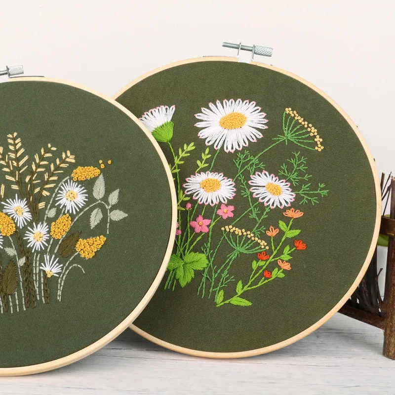 Dandelion Embroidery DIY Handmade Craft Kit for Beginner Printed Needlework Sewing Art Wall Embroidery Painting Home Decor